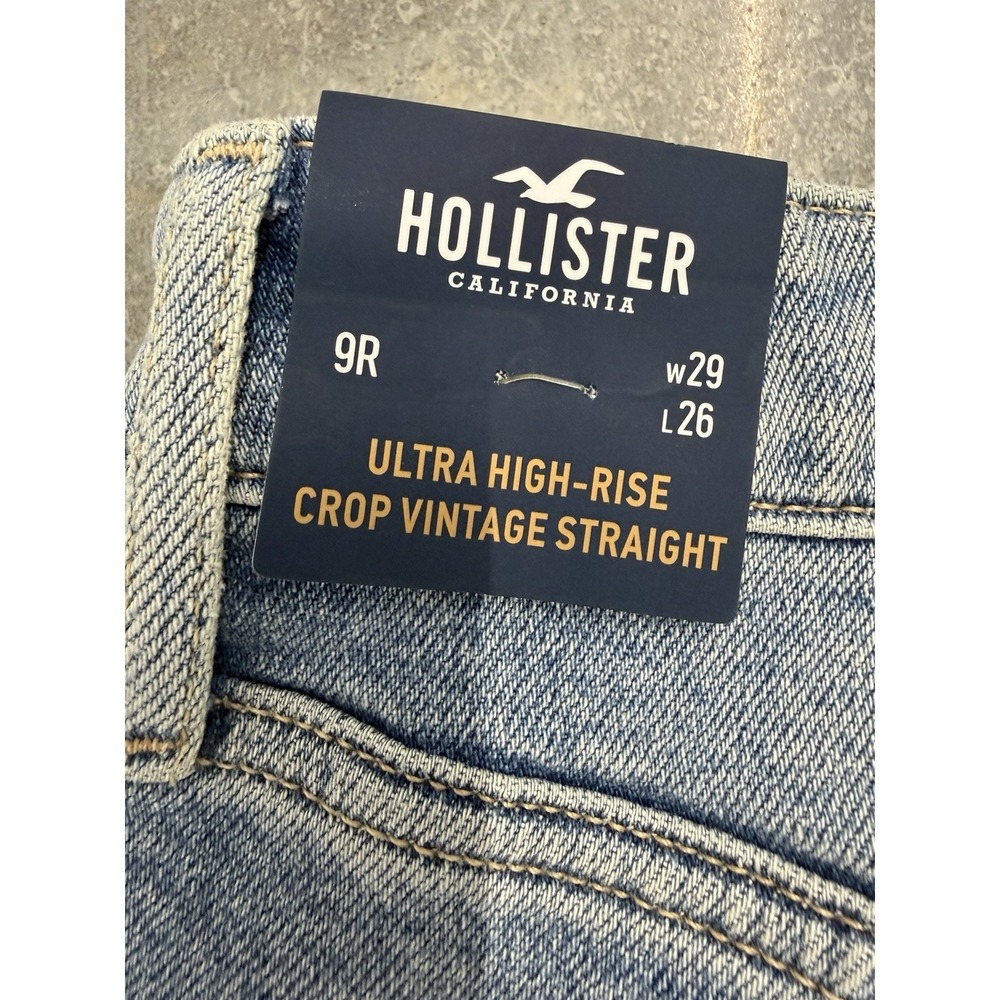 Hollister Women's Ultra High Rise Vintage Straight Crop Jeans Sz 9R‎ 29x26 NWT - Picture 9 of 10